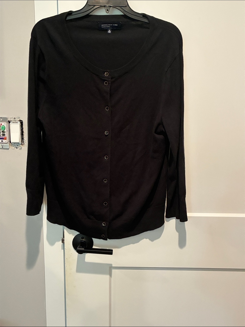 Jones New York Cotton Black Button-Front Women’s Cardigan.  B31